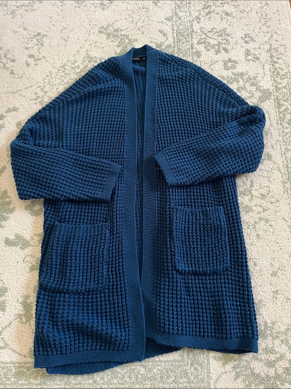 Cozy Chunky Knit Open Cardigan - Deep Teal Blue